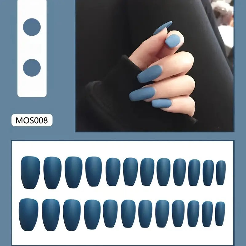 Women Matte Blue Square Nails