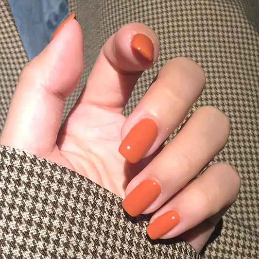 Orange Square Fingernails