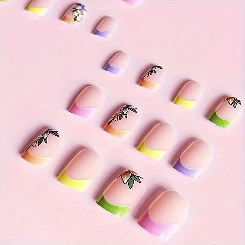 Glossy Colorful French Tip Nails