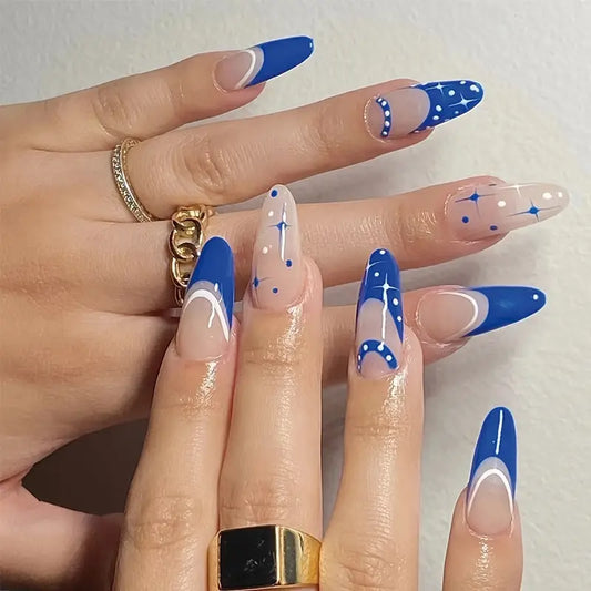 Star Pattern Almond Press On Nails