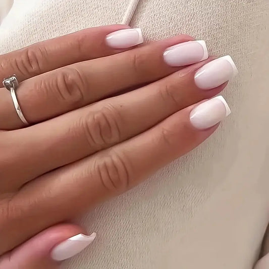 White French Tip Square Press On Nails