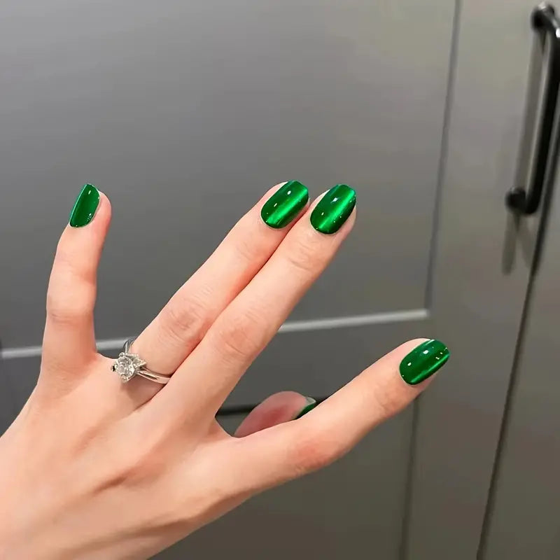 Green Reflective Glitter Nails