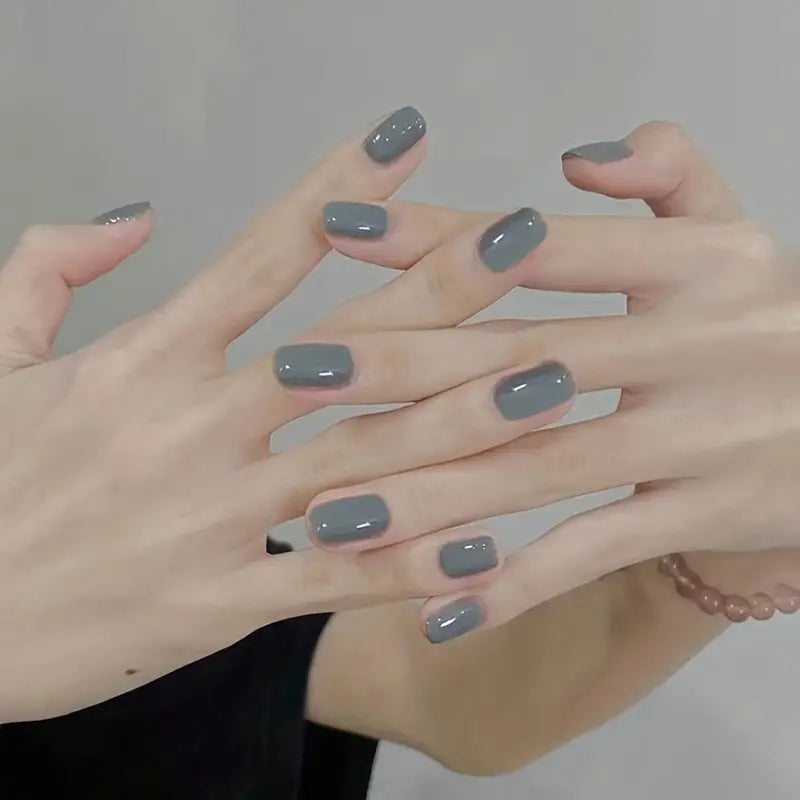 Grey French Tip Press On Nails