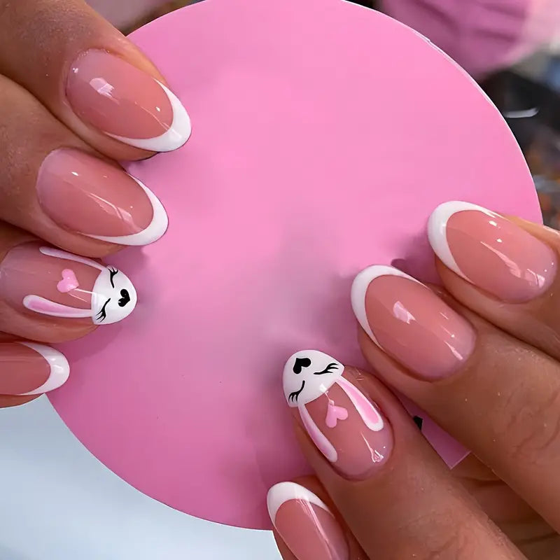 4 Sets Long Almond Easter Nails