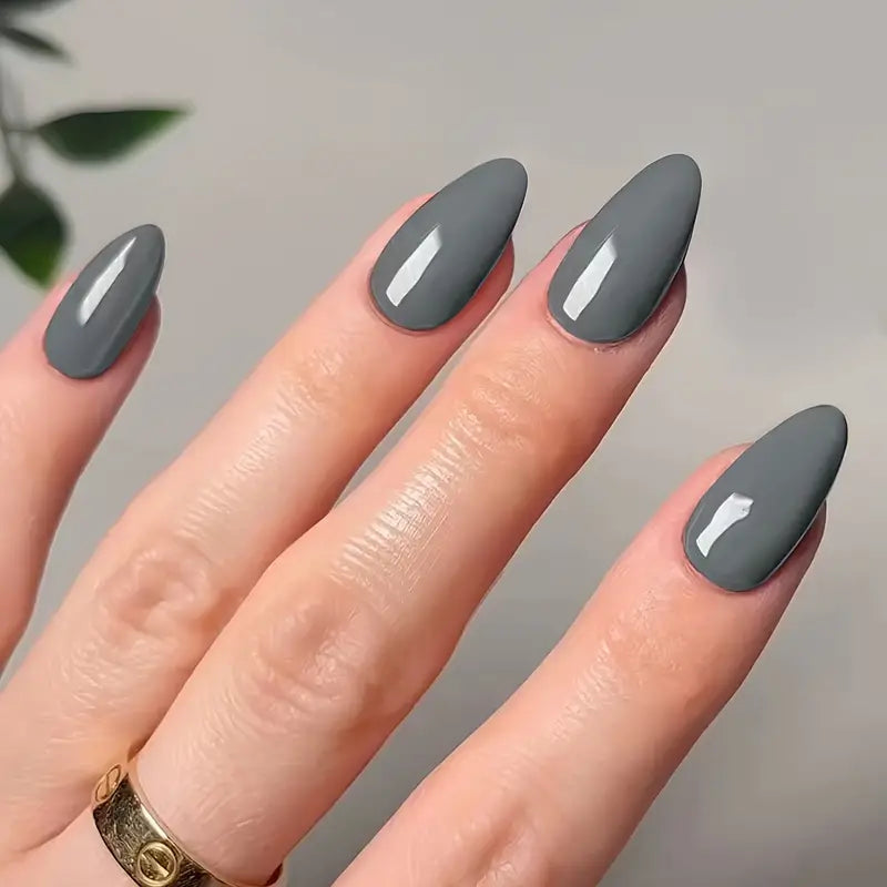 Short Almond Shape Glossy Nails