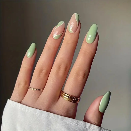 Green Acrylic Press On Nails