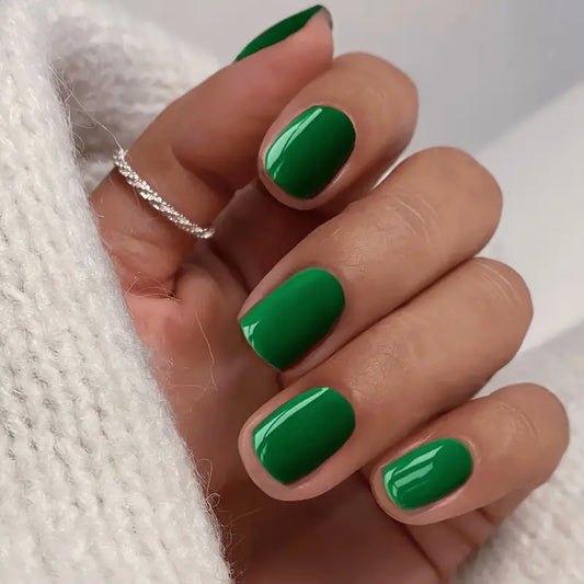 24pcs Spring Summer Glossy Green Nails