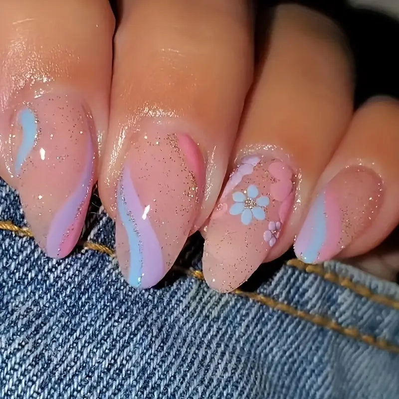 Summer Sparkling False Nails