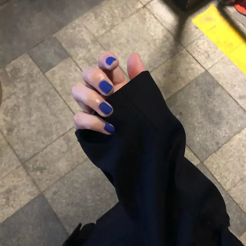 Minimalist Matte Dark Blue Nails