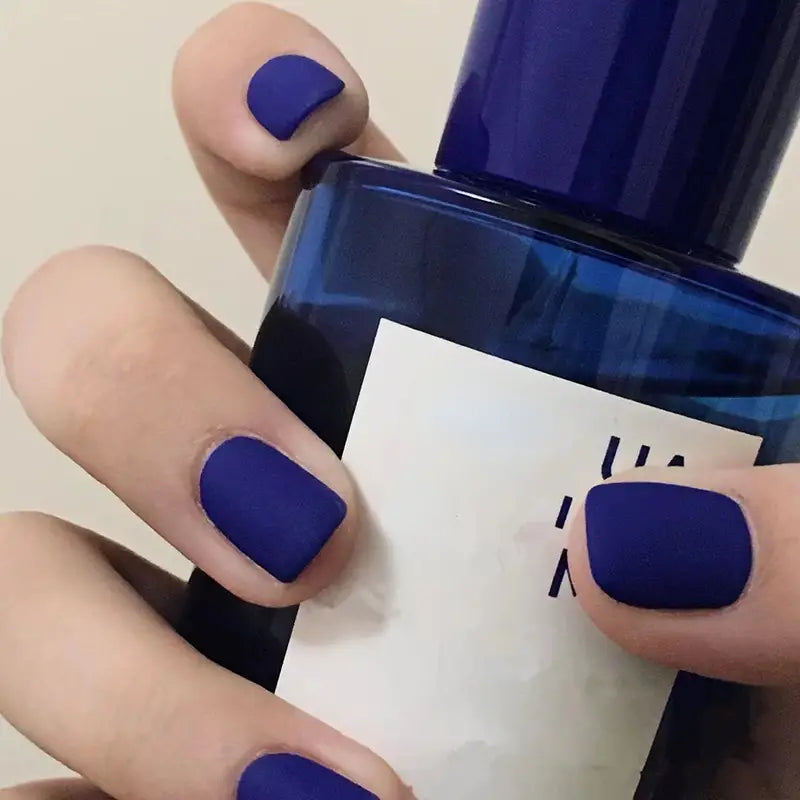 Minimalist Matte Dark Blue Nails