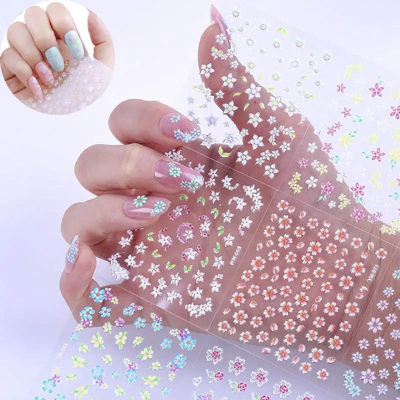 30 Sheets 3D Flower Nail Art Stickers