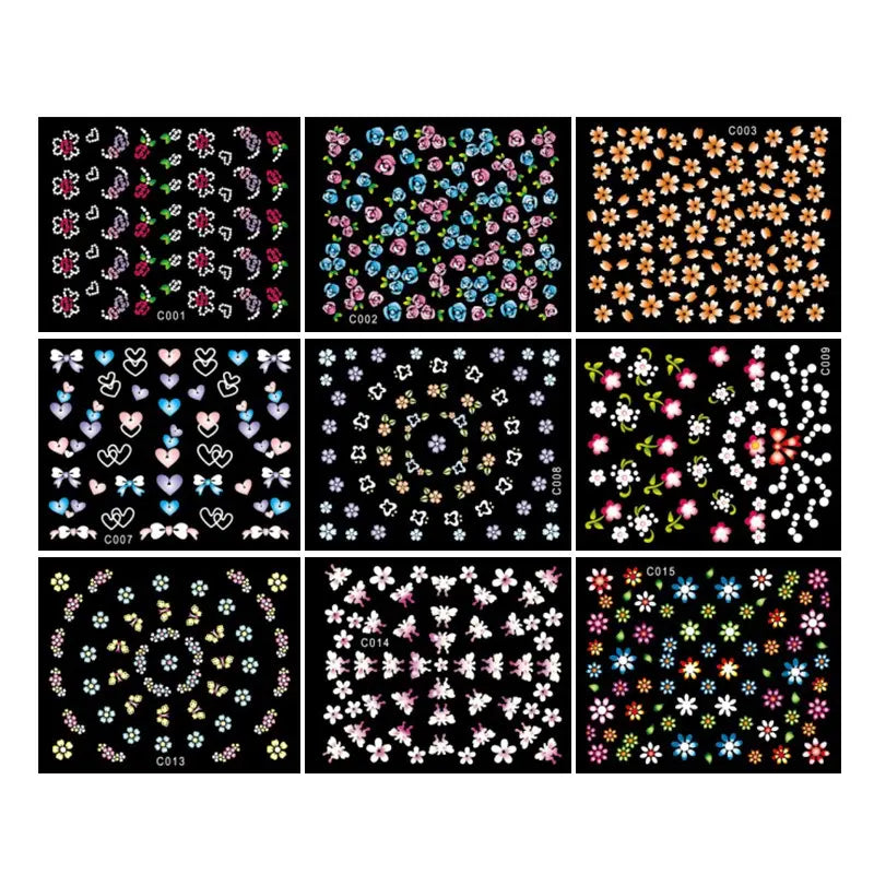 30 Sheets 3D Flower Nail Art Stickers