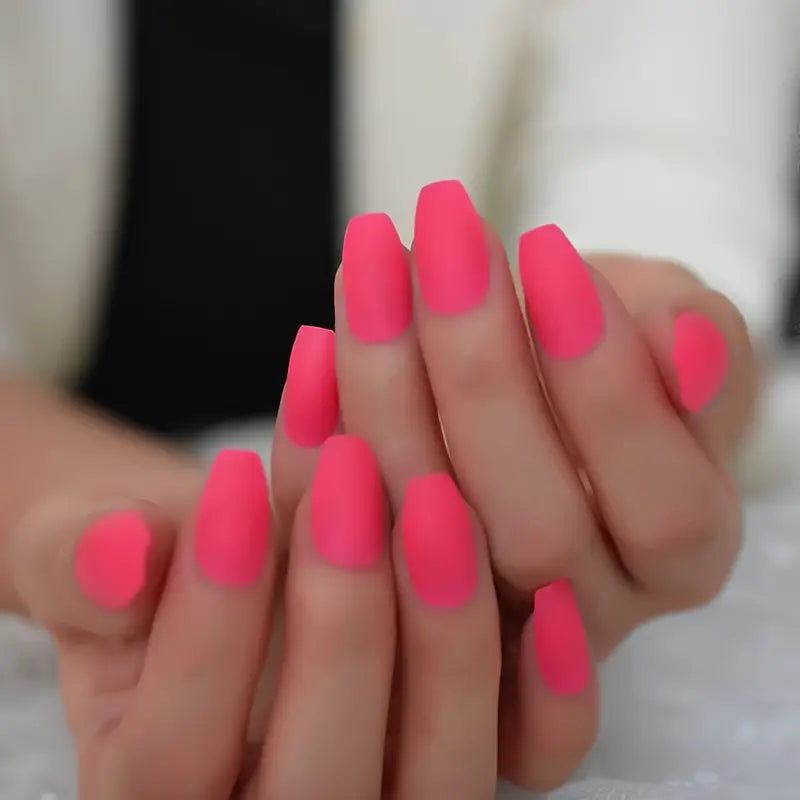 Matte Neon Pinkish Nails