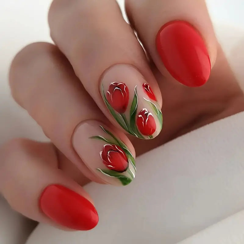 Valentine's Day Red Rose Nails