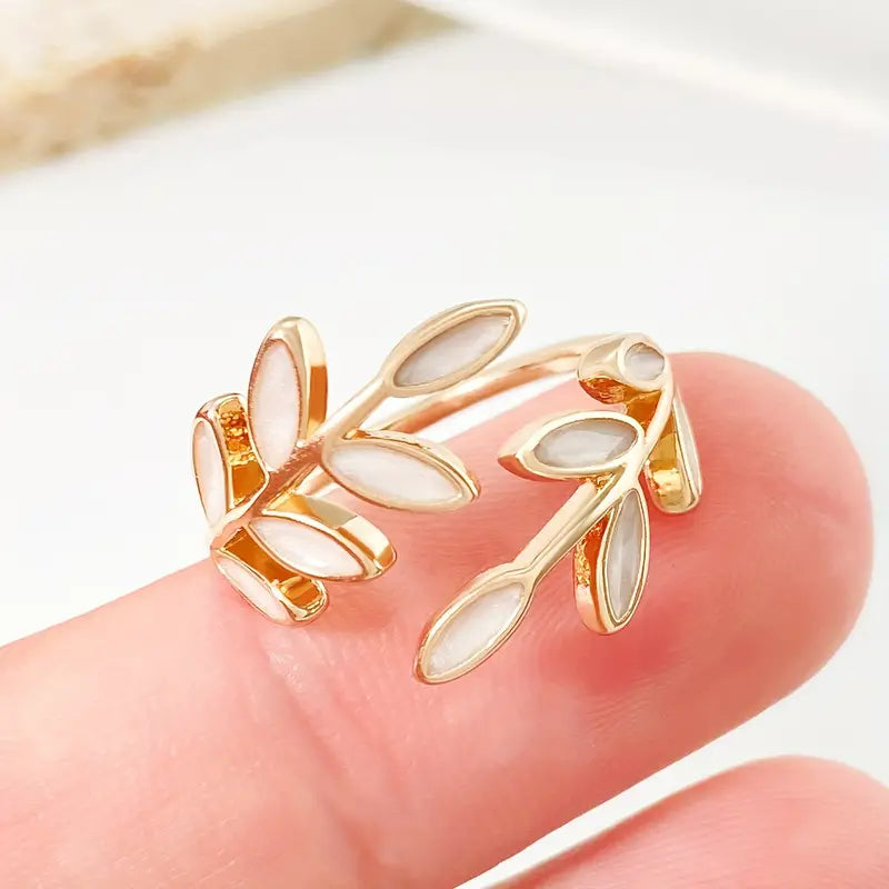 Luxury Leaf Drop Glaze Open Ring