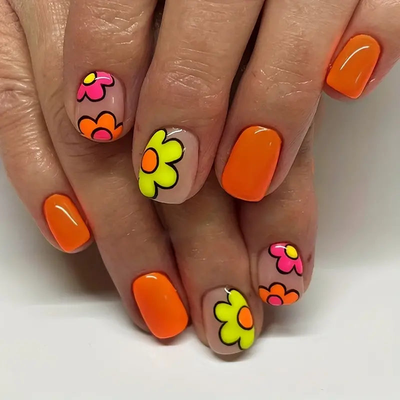 Glossy Short Oval Orange Nail