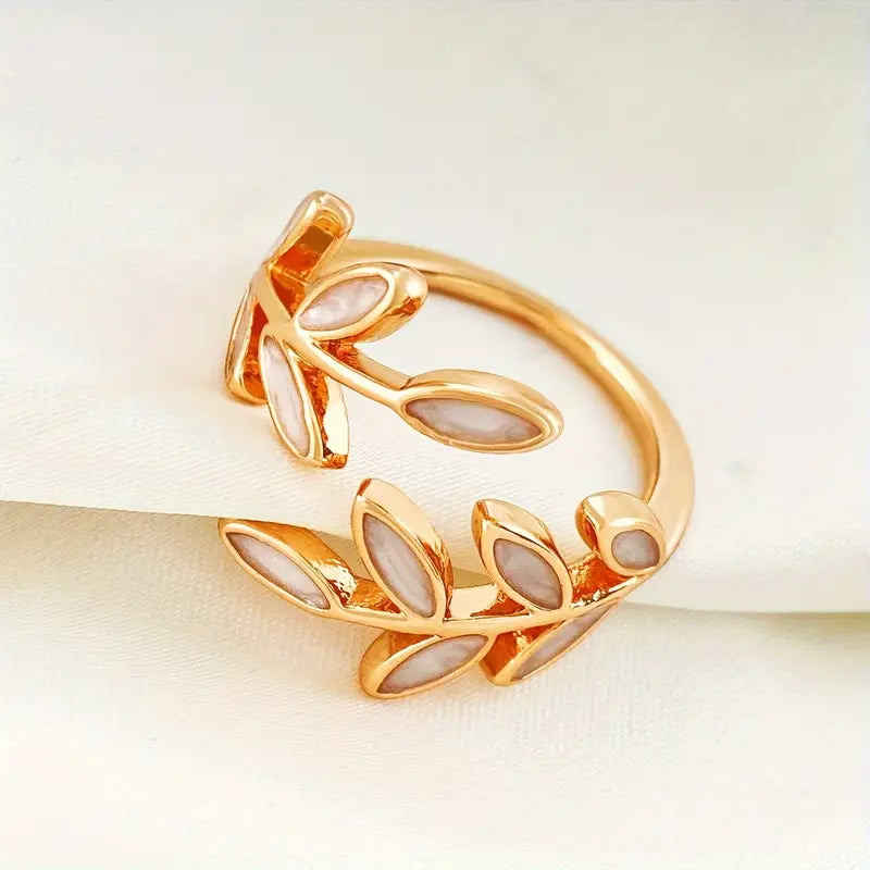 Luxury Leaf Drop Glaze Open Ring