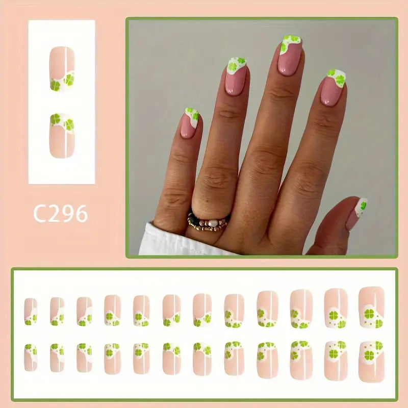 Glossy Patrick leaf Square Nails