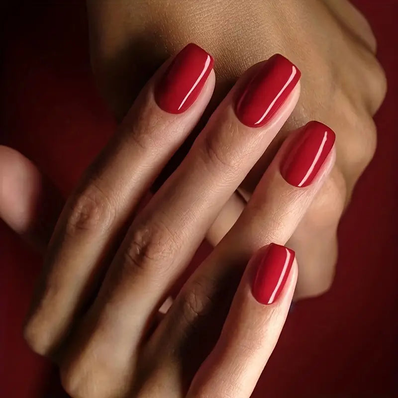 Bright Red Glossy Nails