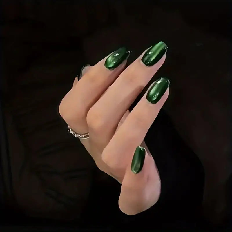 Green Reflective Glitter Nails