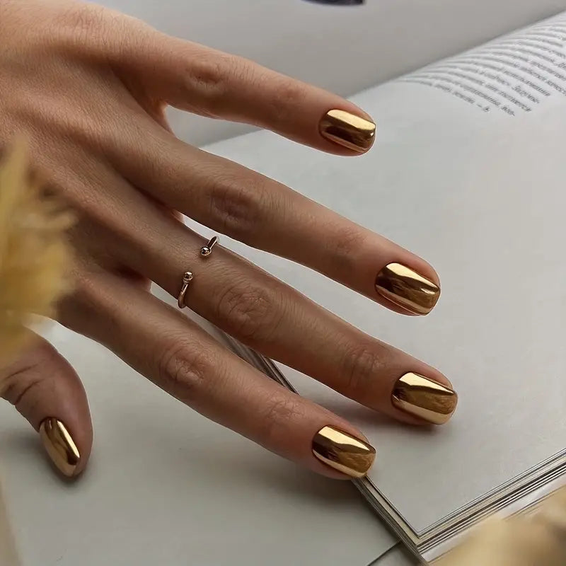 Punk Style Metallic Gold Nails