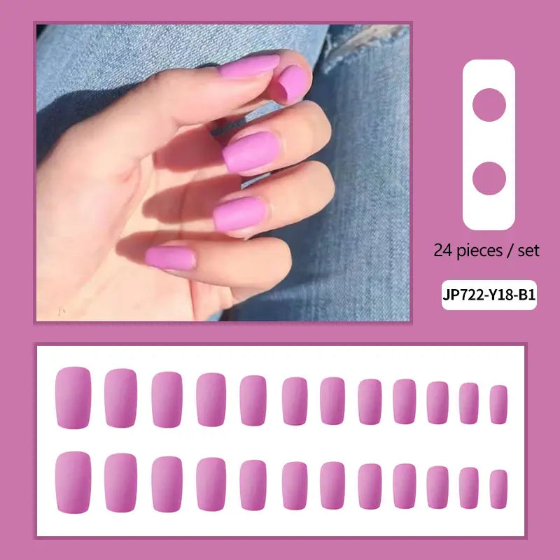 24pcs Short Square Matte Nails