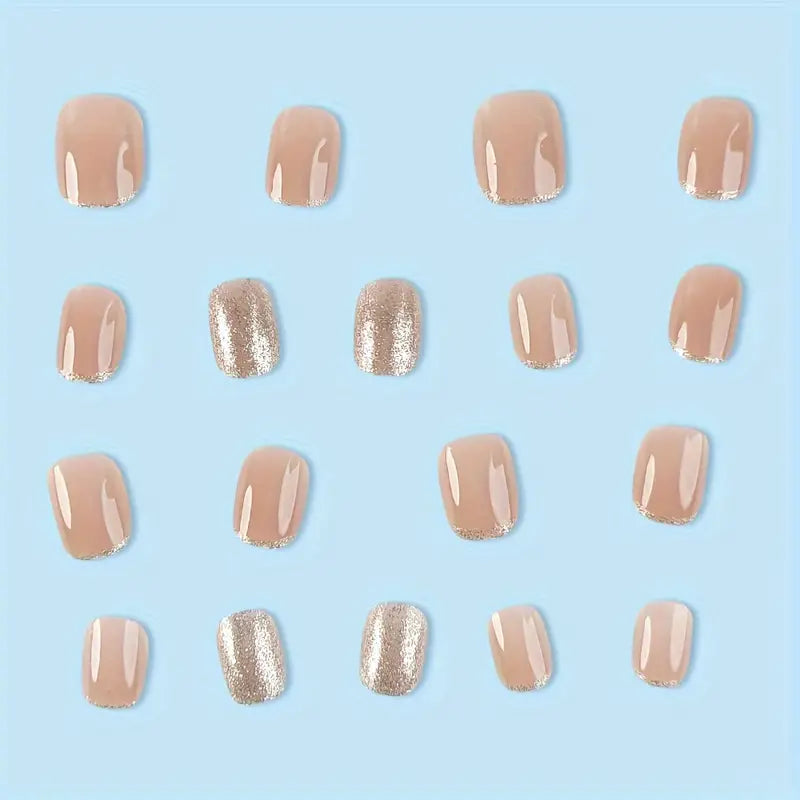 Nude Glitter French Tip Nails