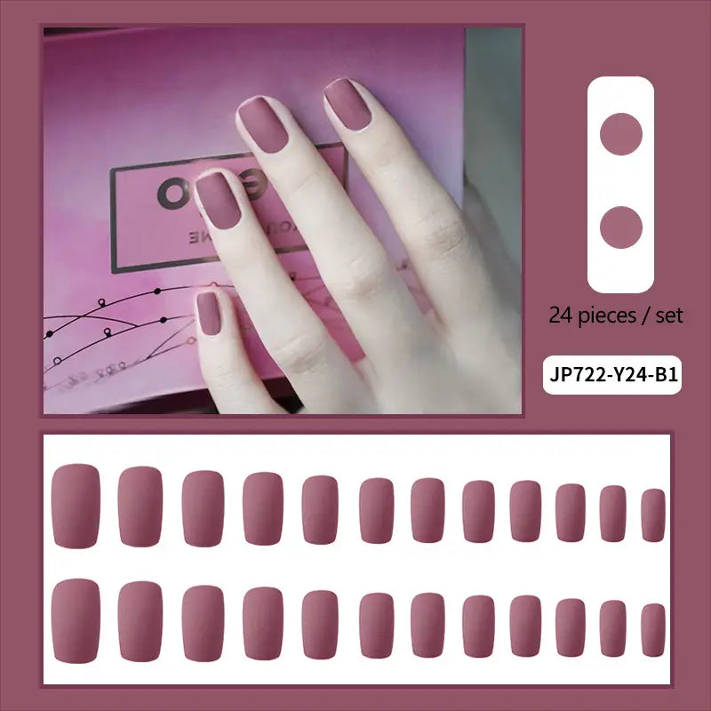 24pcs Short Square Matte Nails