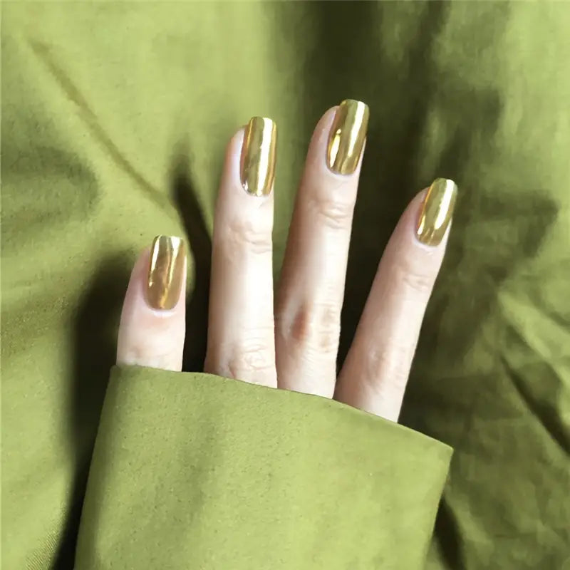 Golden press-on nails