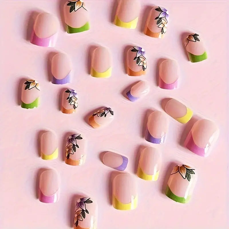 Glossy Colorful French Tip Nails