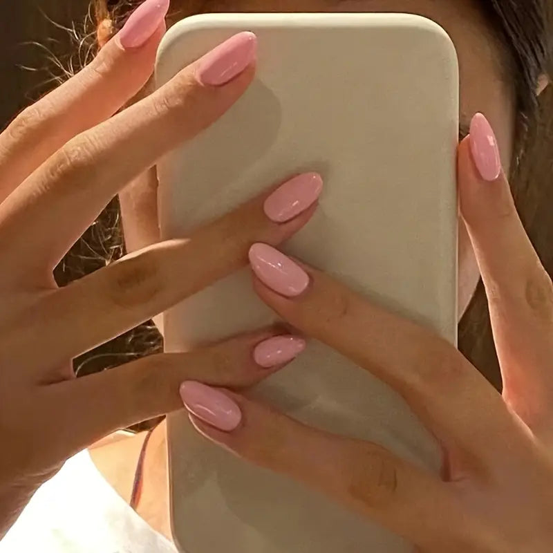 Cherry Pink Square Nails