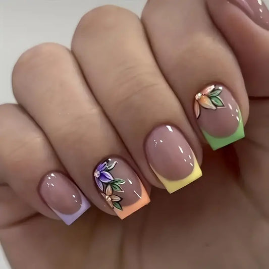 Glossy Colorful French Tip Nails