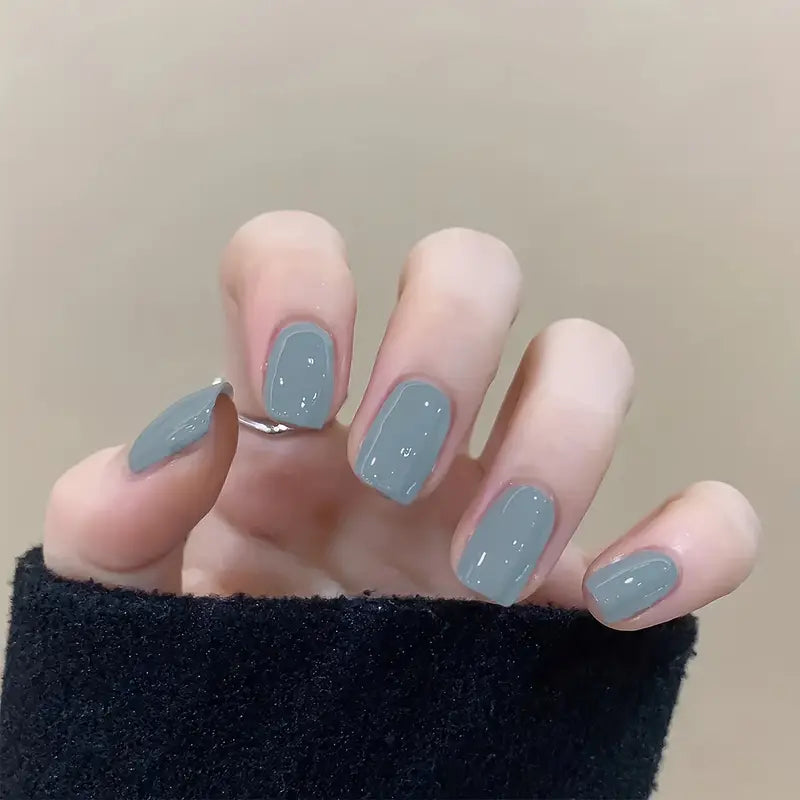 Grey French Tip Press On Nails