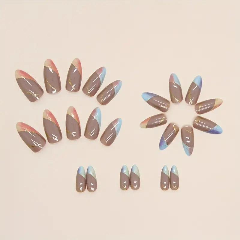 Almond Glitter Line Nail