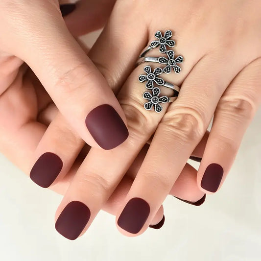 Matte Frosted Red Nails