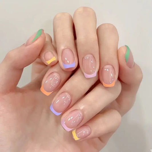 24pcs Colorful French Tip Press On Nails