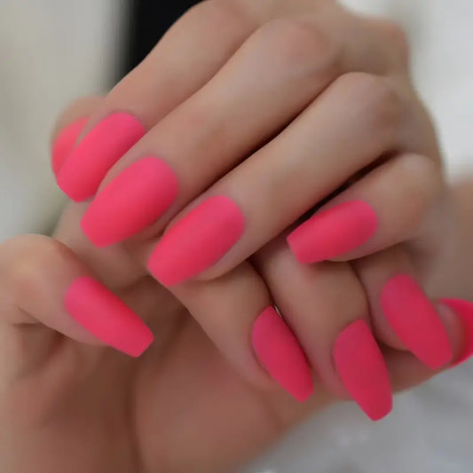 Matte Neon Pinkish Nails