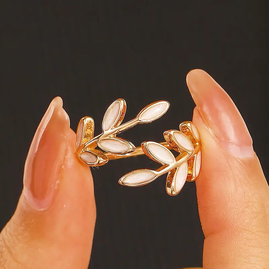 Luxury Leaf Drop Glaze Open Ring