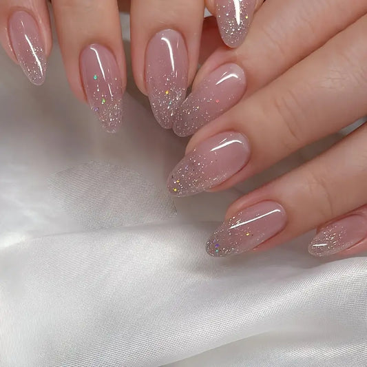 Glitter Pinkish Press On Nails