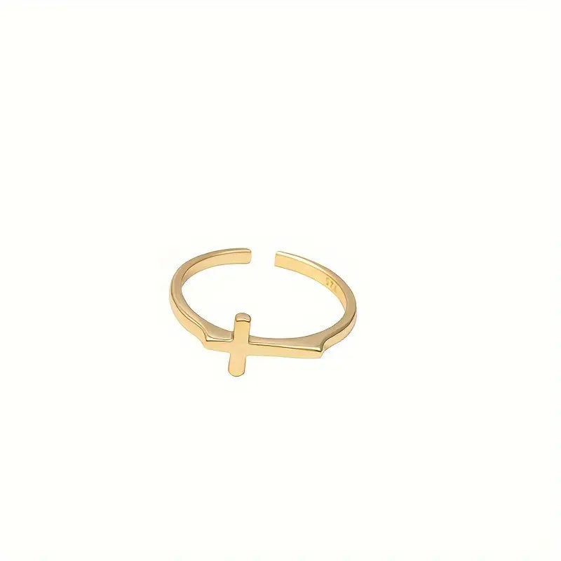 Minimalist Cross Cuff Ring