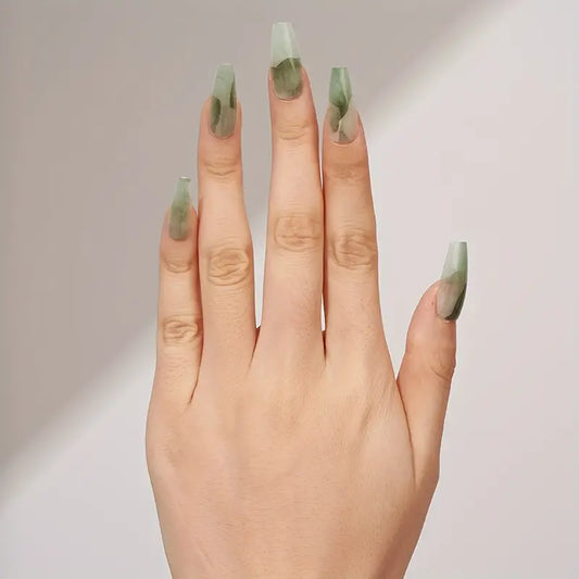 Handmade Green Ombre Press On Nails