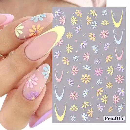 5D Embossed Flower Nail Art Stickers