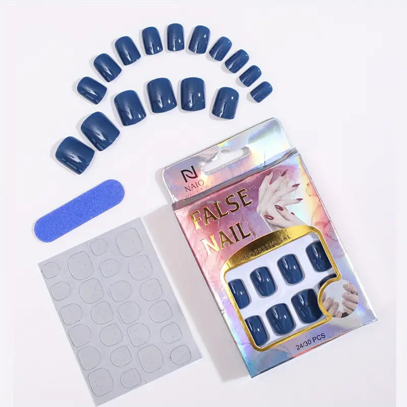 Dark Blue Square Press On Nails