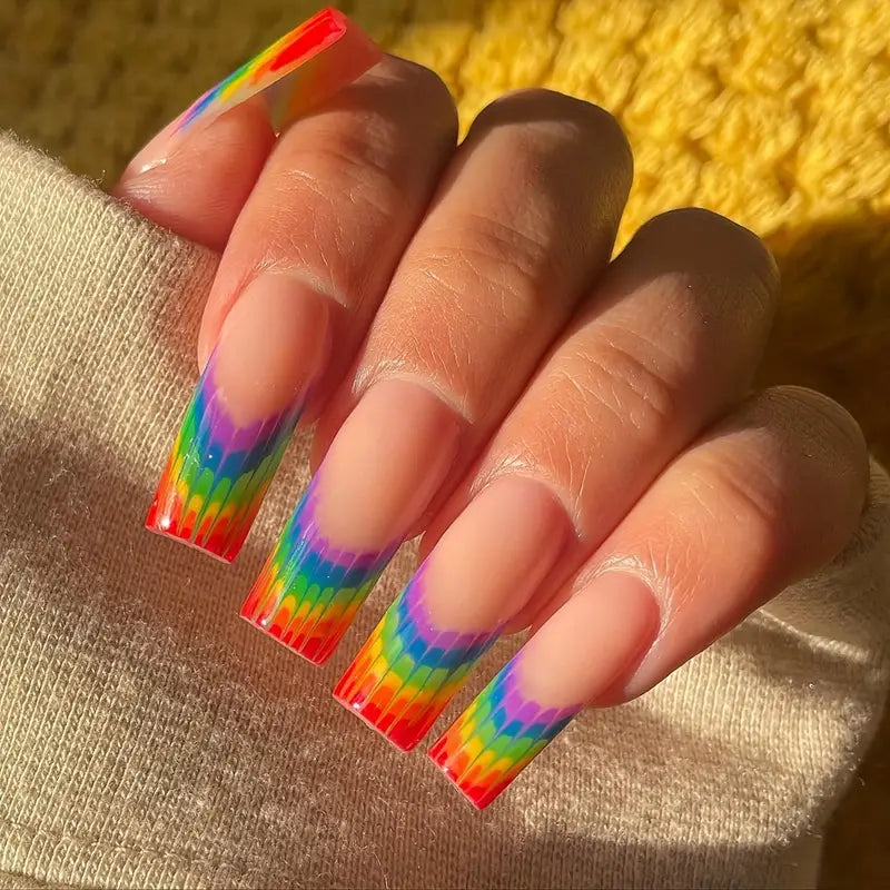 Summer French Rainbow Nails