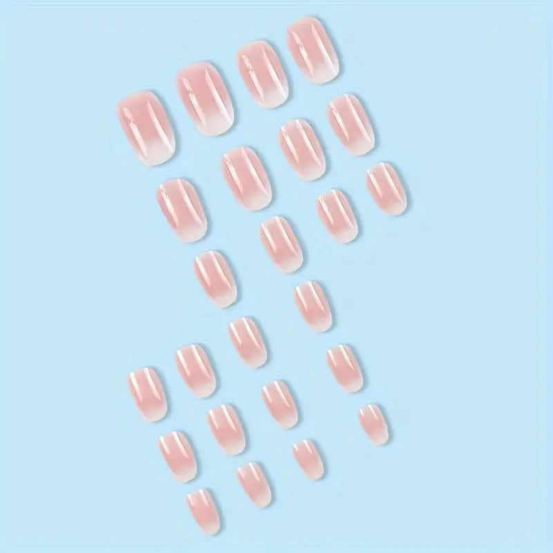 Pink Gradient Oval Press Nails