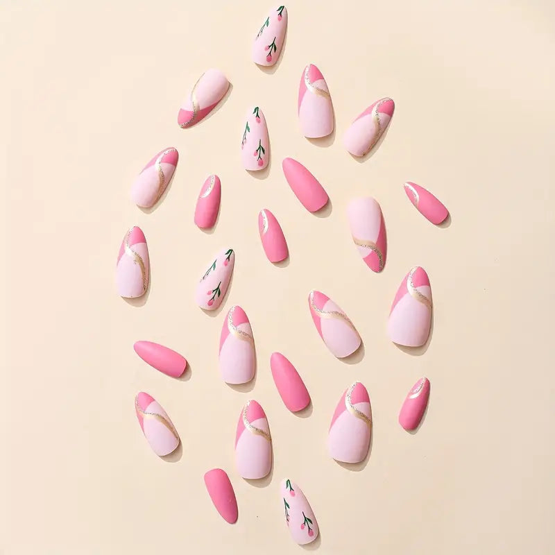 Almond Tulip Matte Glitter Nails