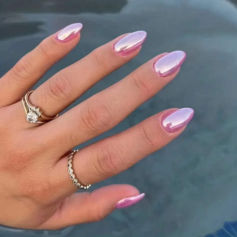 Aurora Pink Glossy Nails