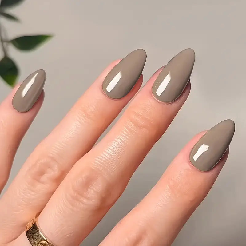 Short Almond Shape Glossy Nails