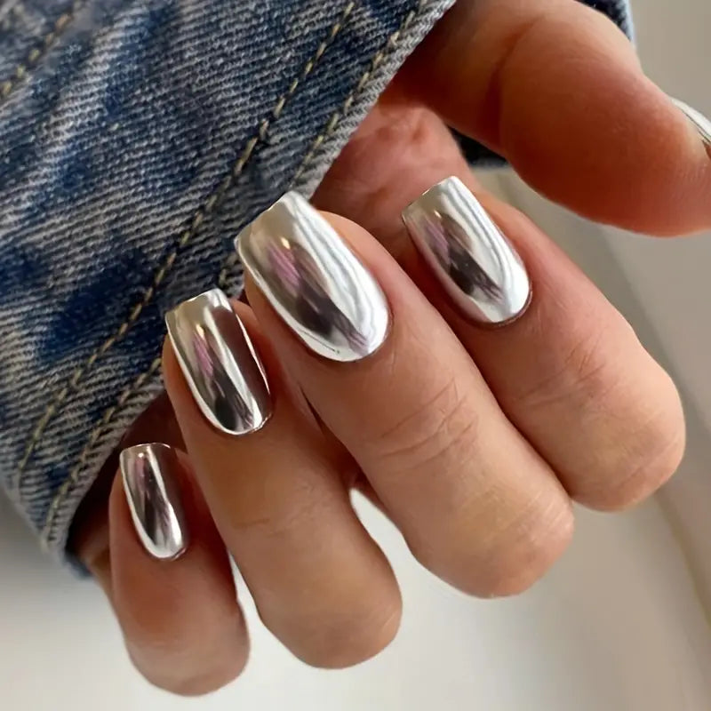 24pcs Metallic Solid Color Nails