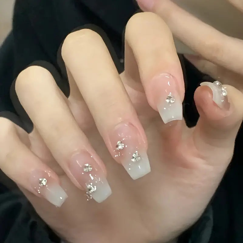 Ballerina Nails with Rhinestones